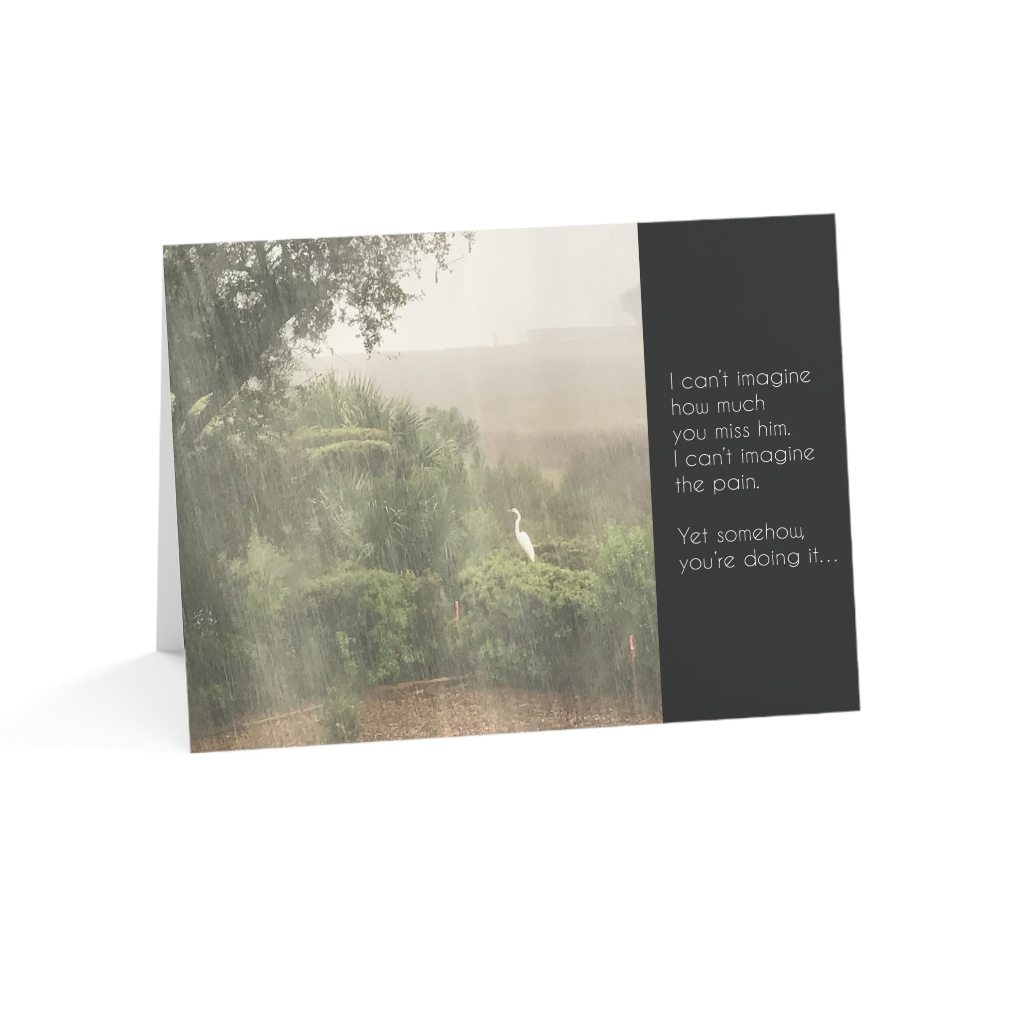 A Lonely Egret Drowning Her Sorrows - Sympathy Card, Loss of Husband, Blank Inside