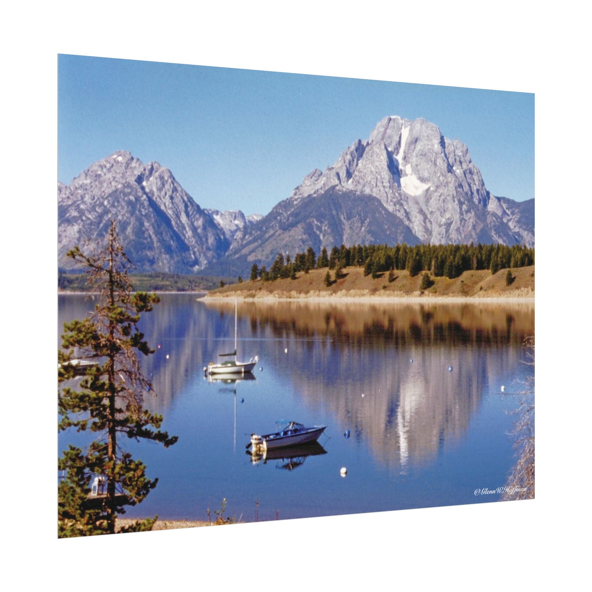 Signal Mountain Stillness - Textured Watercolor Matte Poster/Horizontal