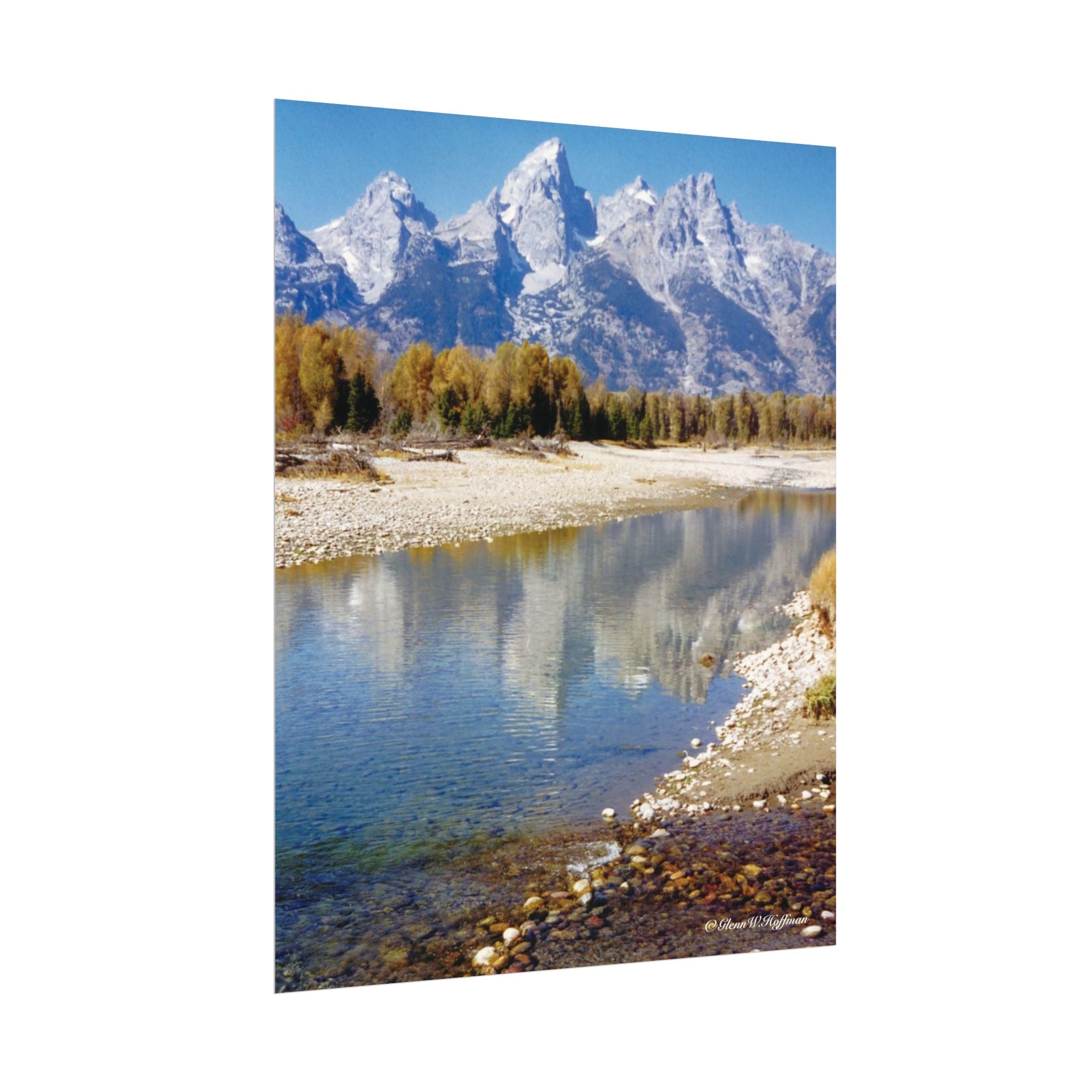 Teton Reflections - Textured Watercolor Matte Poster/Vertical