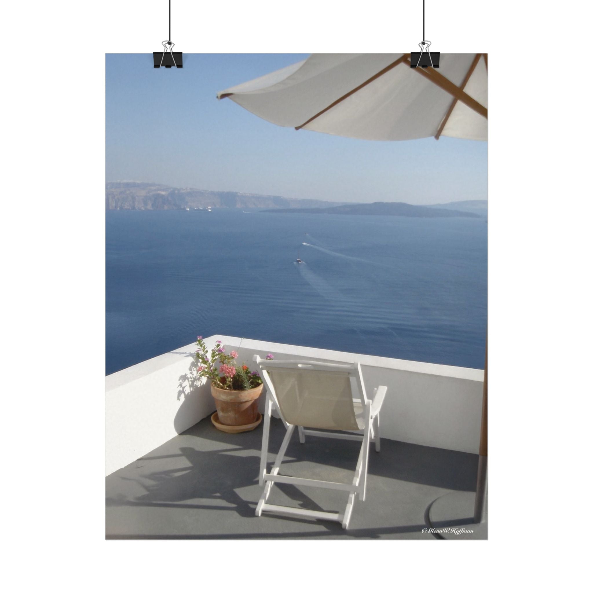 Busy Working on Santorini - Textured Watercolor Matte Poster/Vertical