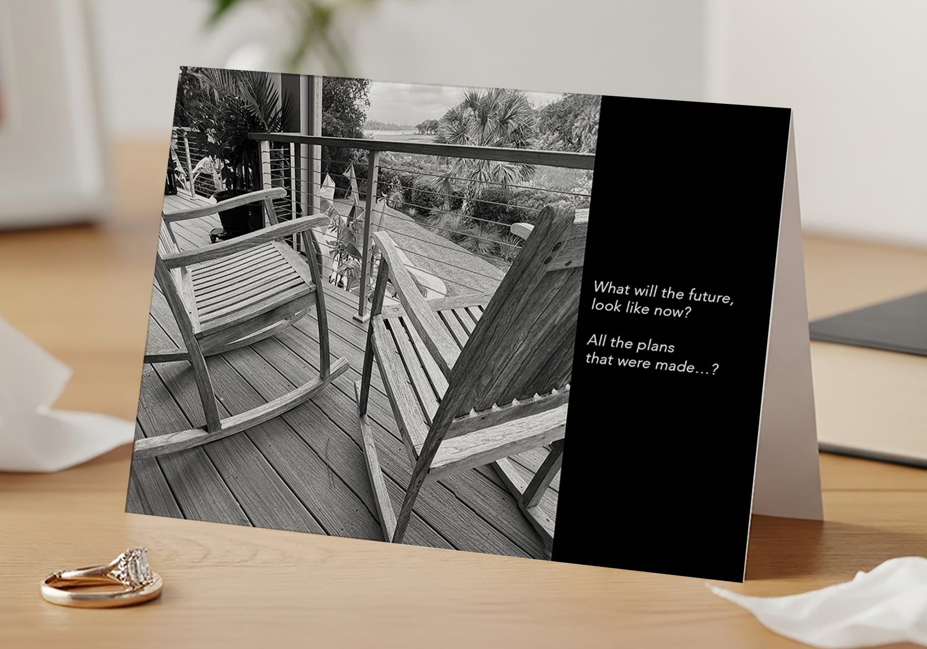 Lonely Chairs, Lonely Thoughts - Grief, Sympathy Card, Loss of Wife