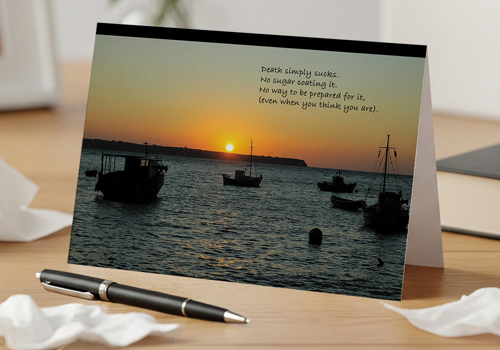 A Sad Fisherman's Sunset-Grief, Sympathy Card, General Loss