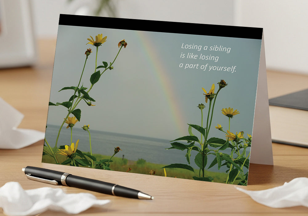 The Daisies and the Rainbow Weep – Sympathy Card, Loss of Sibling