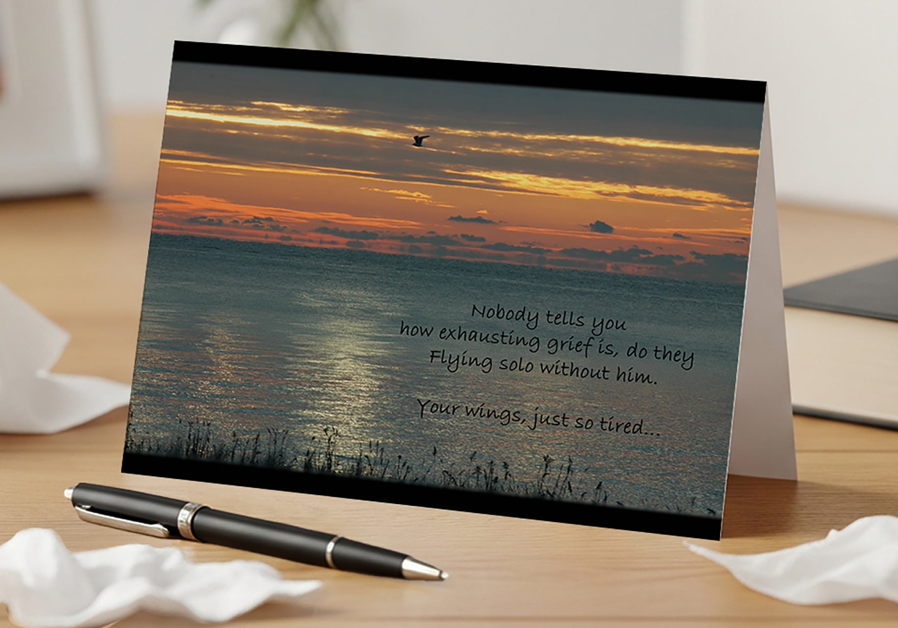 Tired Flying Solo-Grief, Sympathy Card, Follow Up During Grief