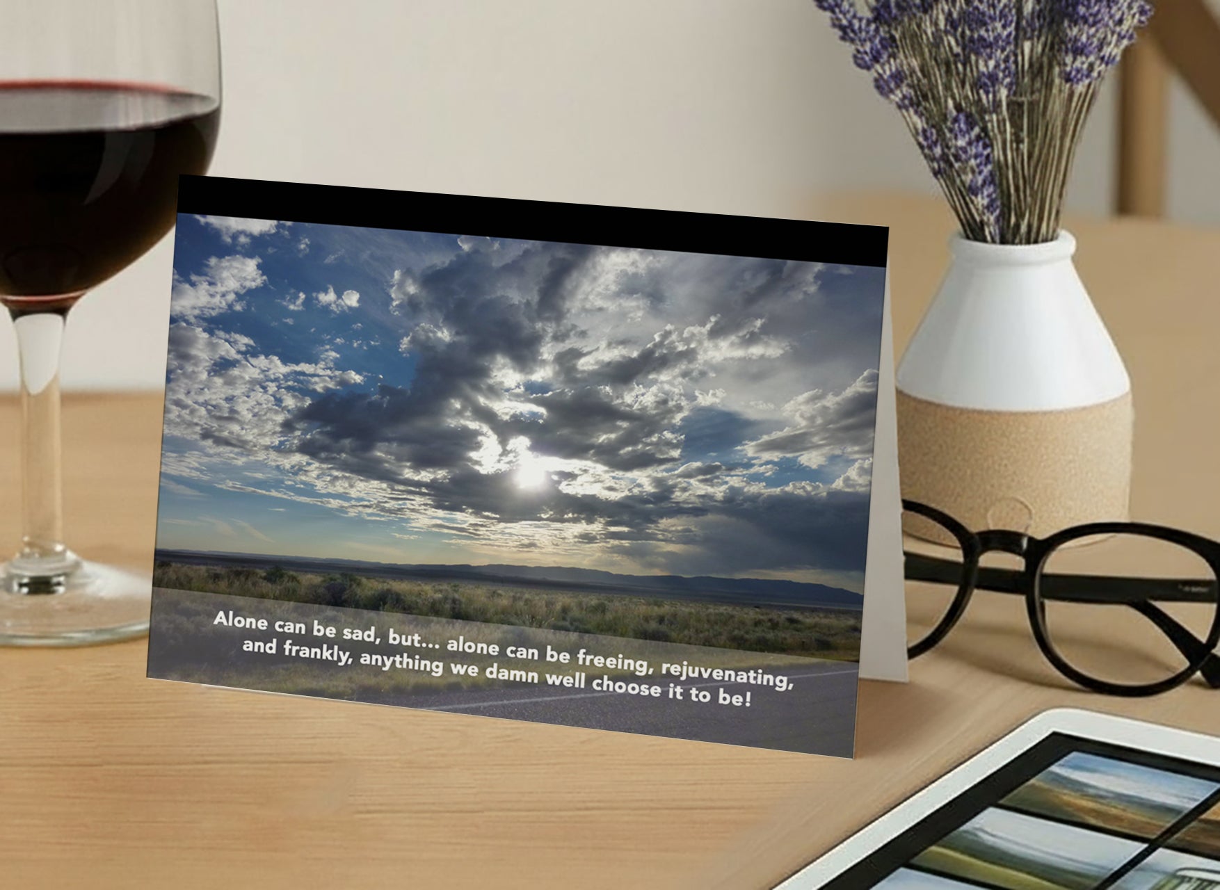 Sunset Solitude & Freedom – Empathy, Support Card, Loneliness, Feeling Alone