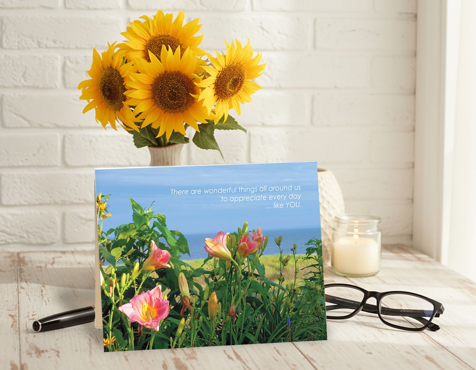 Wonderful Lilies, The Sea & You - Thank You Card, Personal Gratitude