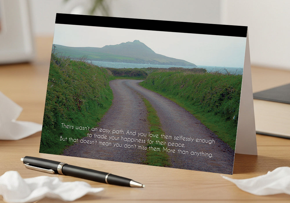 A Lonely Road – Sympathy Card, Long Illness, Blank Inside