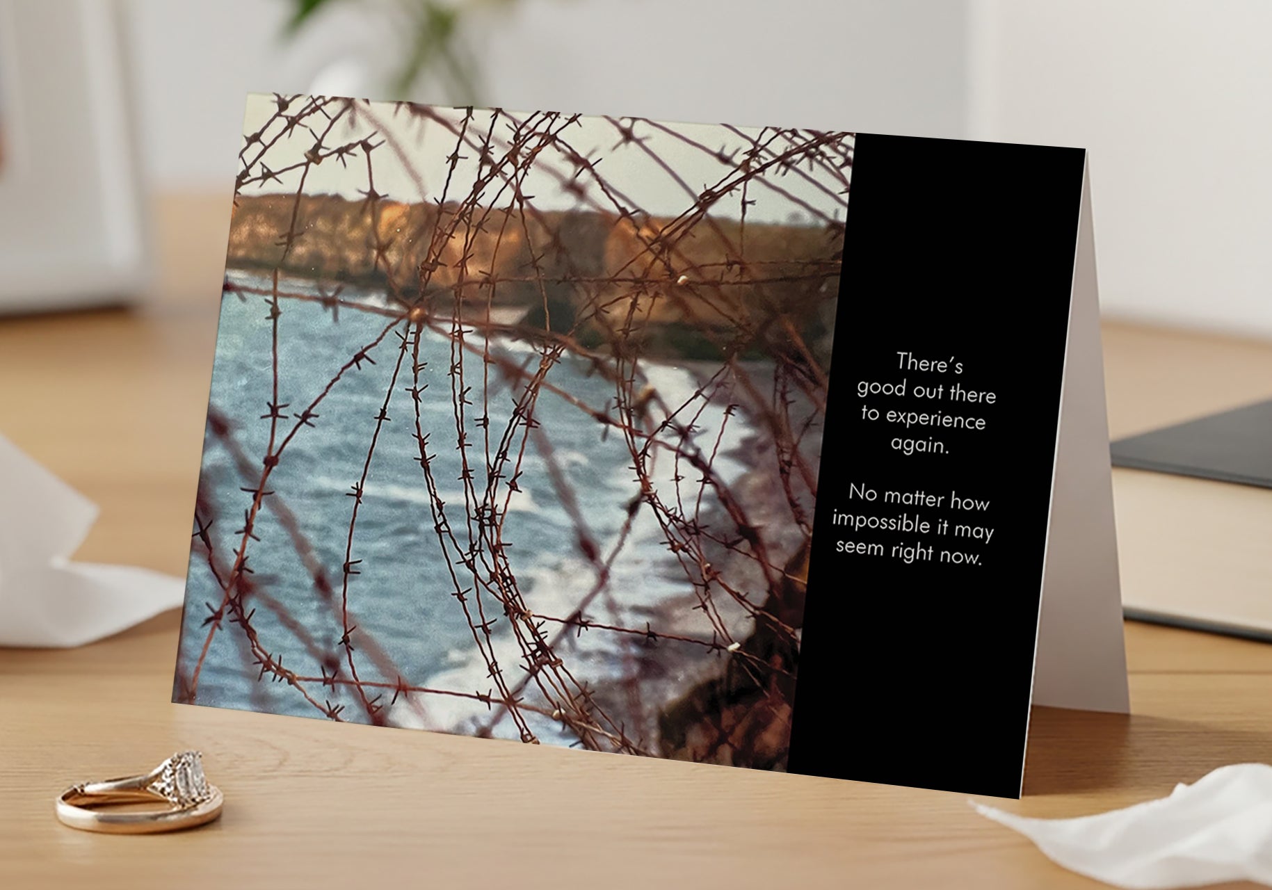 A Tough Journey to Joy - Sympathy Card, Loss of Wife, Blank Inside