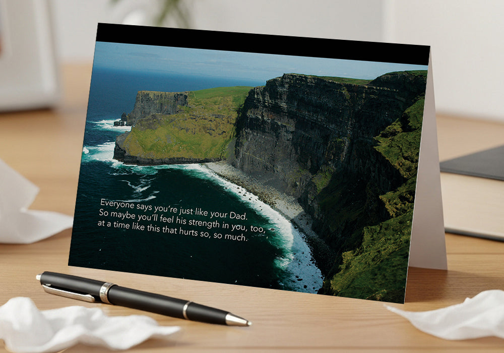 Strong, Mighty Irish Cliffs - Sympathy Card, Loss of Father, Blank Inside