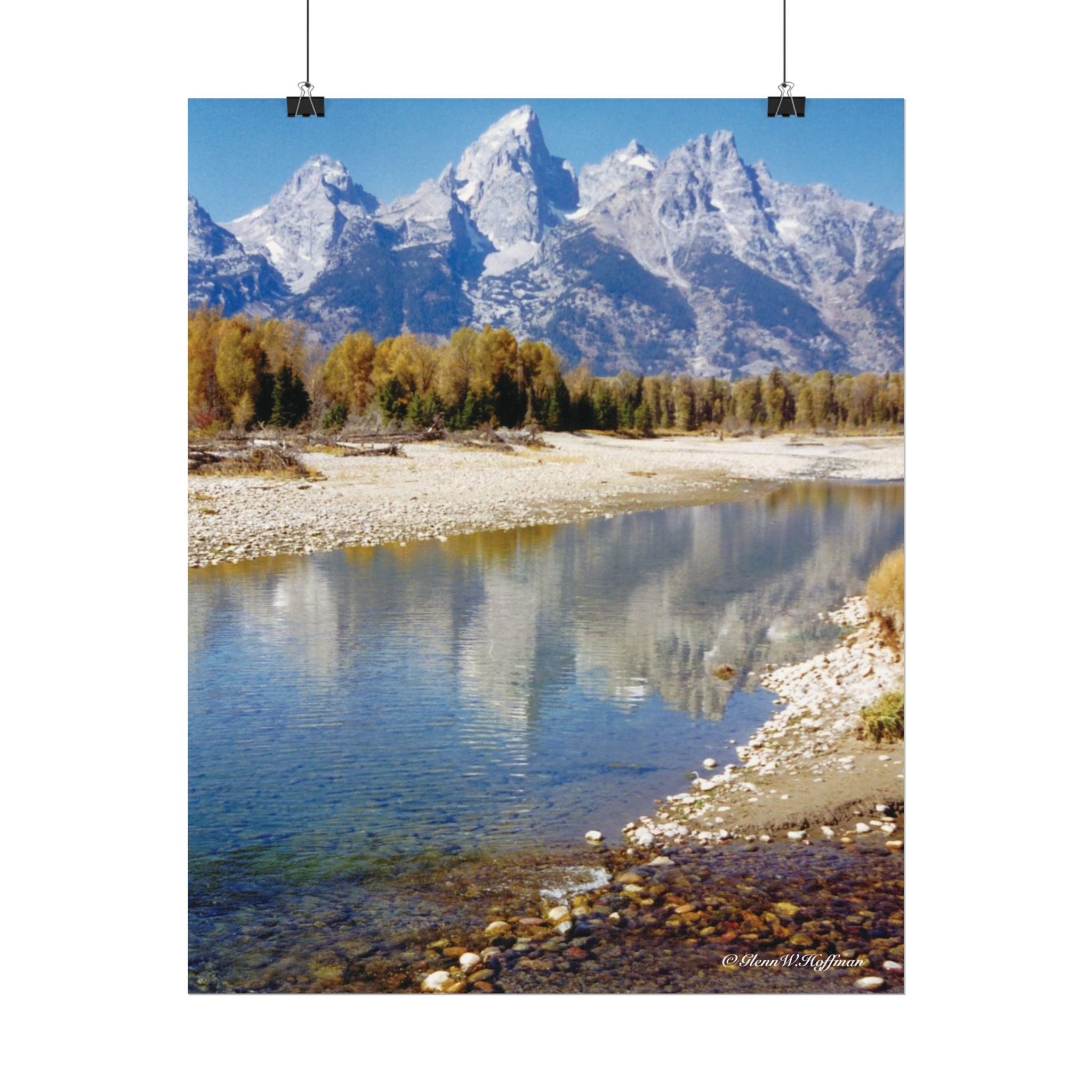 Teton Reflections - Textured Watercolor Matte Poster/Vertical