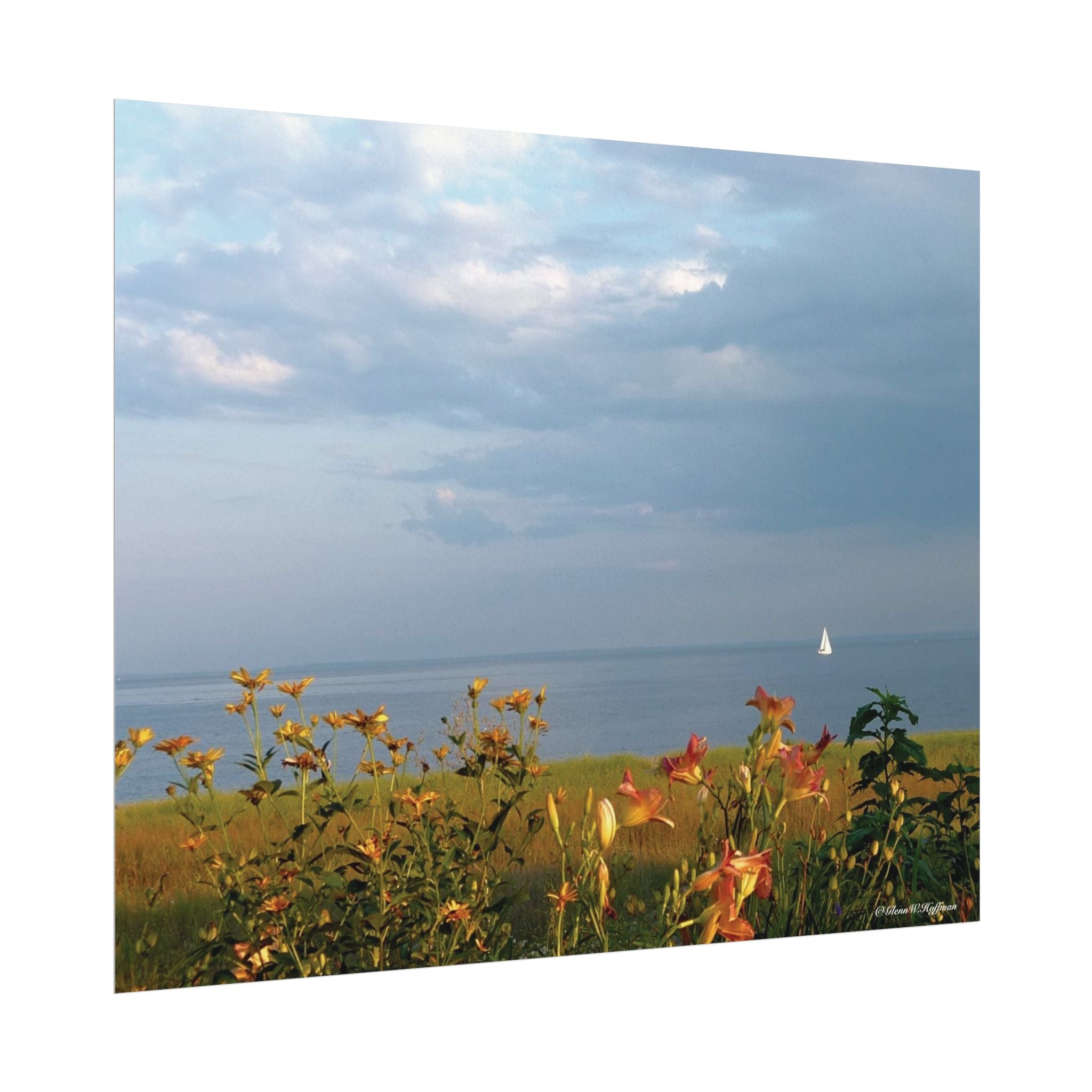 Lazy Afternoon Sail on The LI Sound- Textured Watercolor Matte Poster/Horizontal