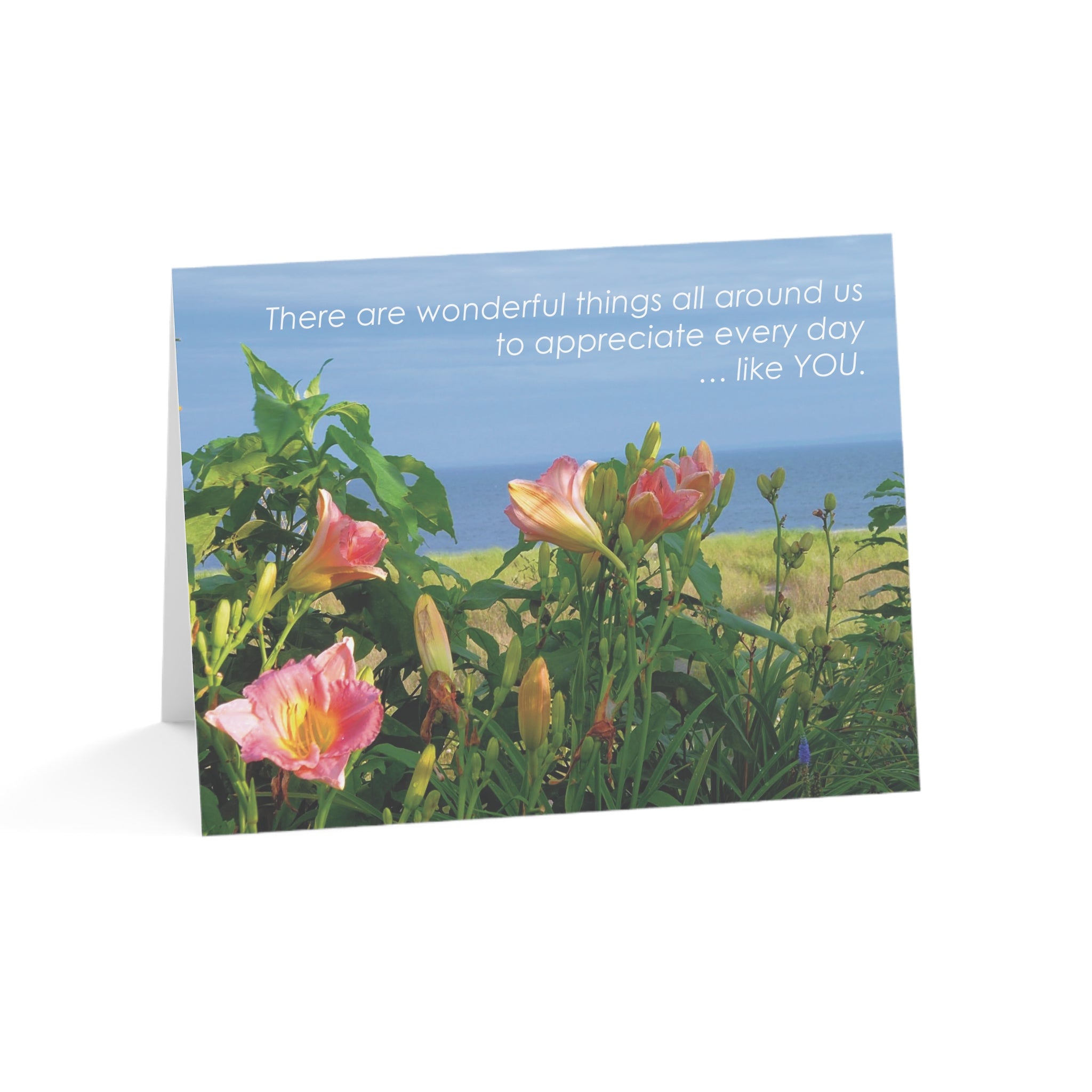Wonderful Lilies, The Sea & You - Thank You Card, Personal Gratitude