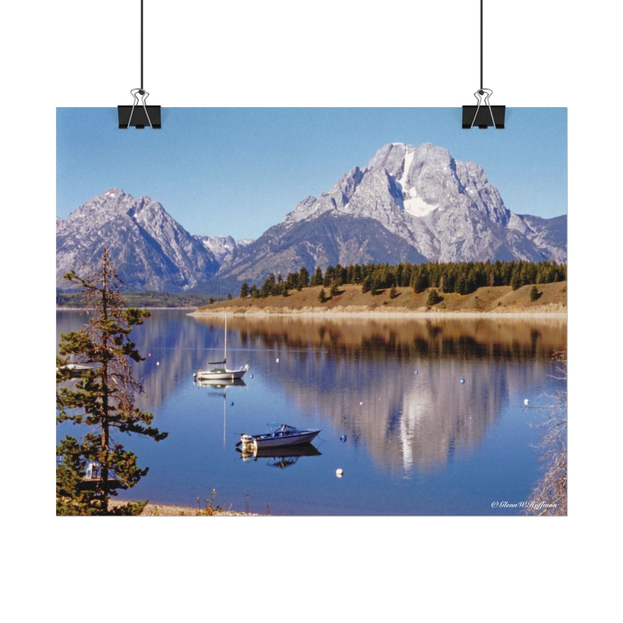 Signal Mountain Stillness - Textured Watercolor Matte Poster/Horizontal