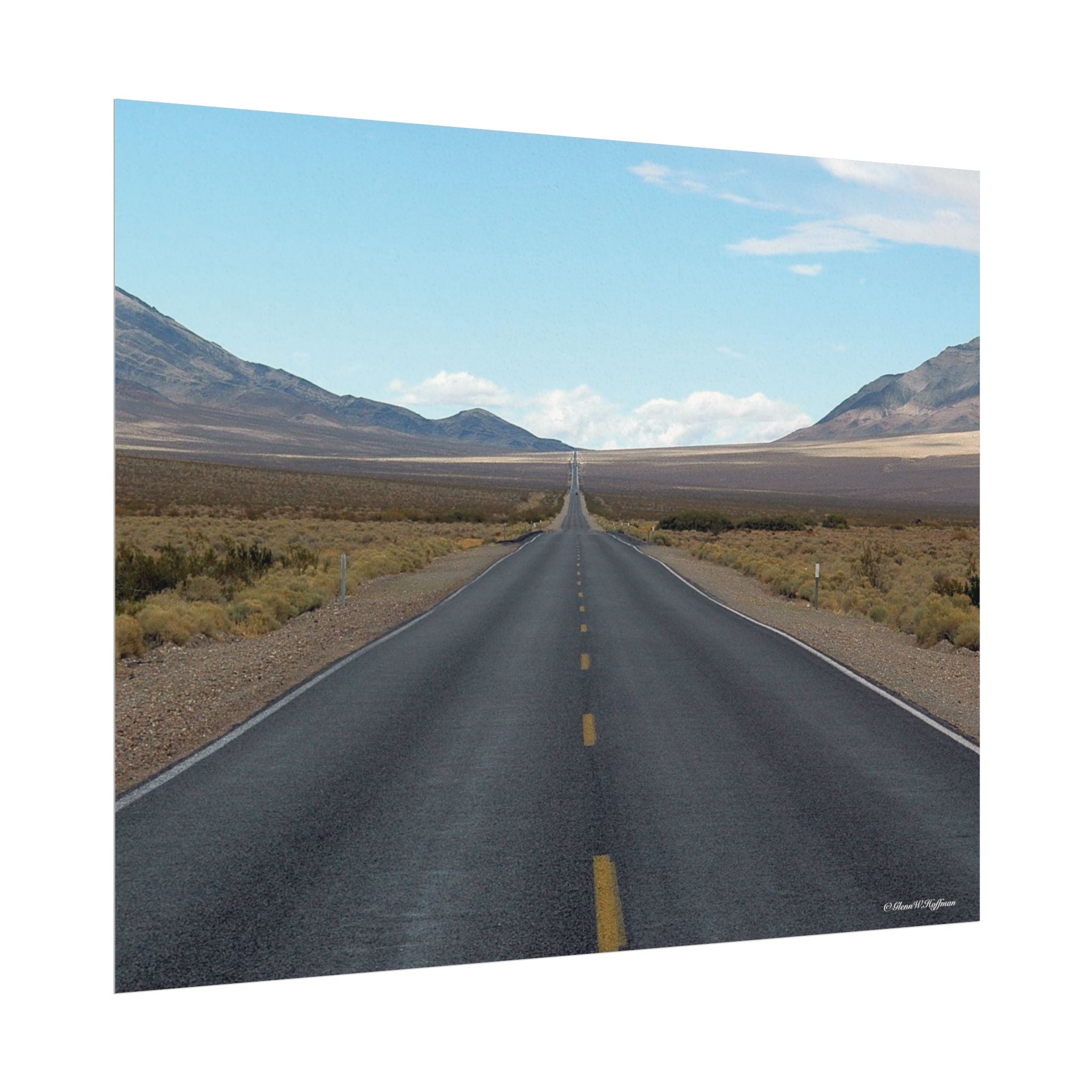 Lonely Road to Forever, Death Valley - Textured Watercolor Matte Poster/Horizontal