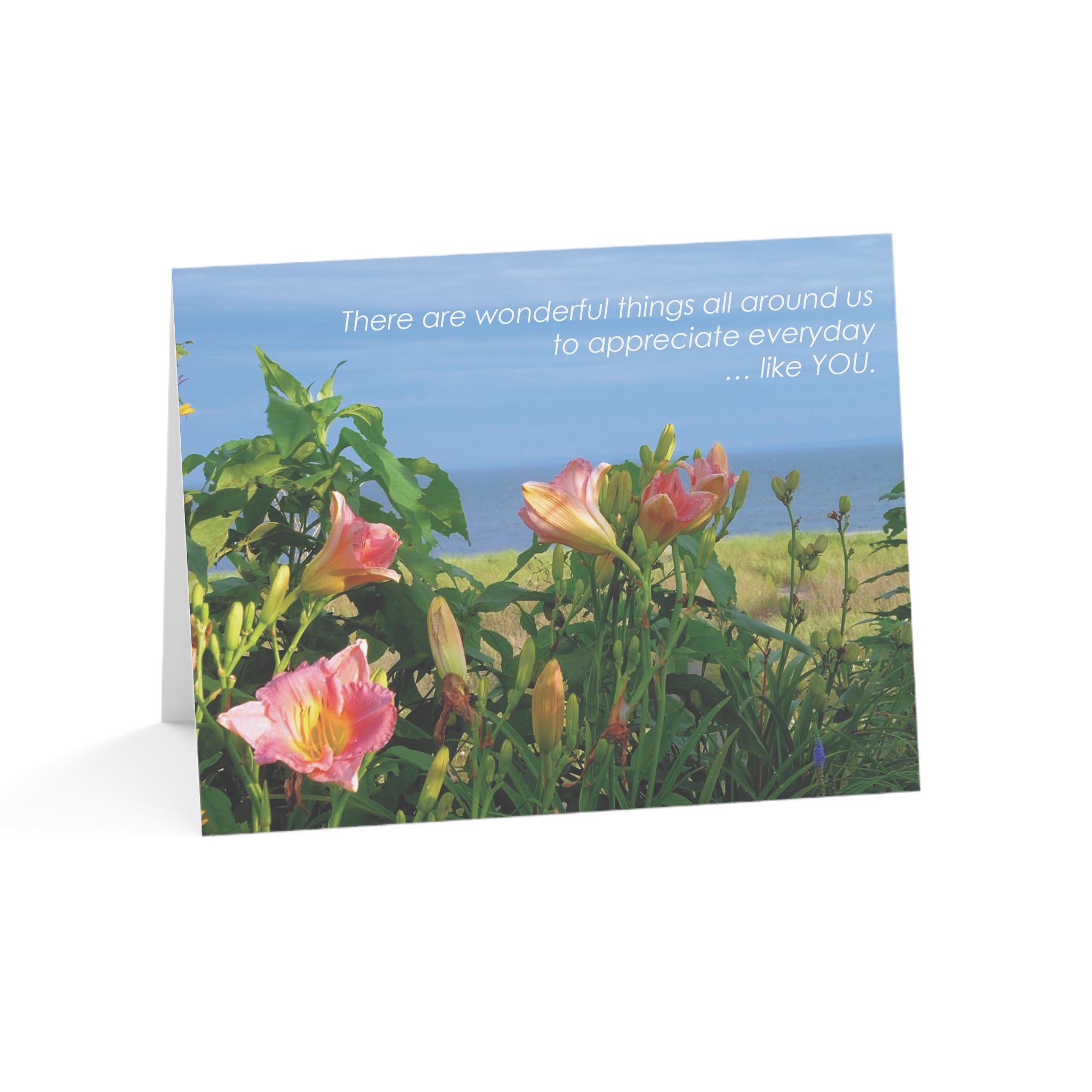Wonderful Lilies, The Sea & You - Thank You Card, Personal Gratitude