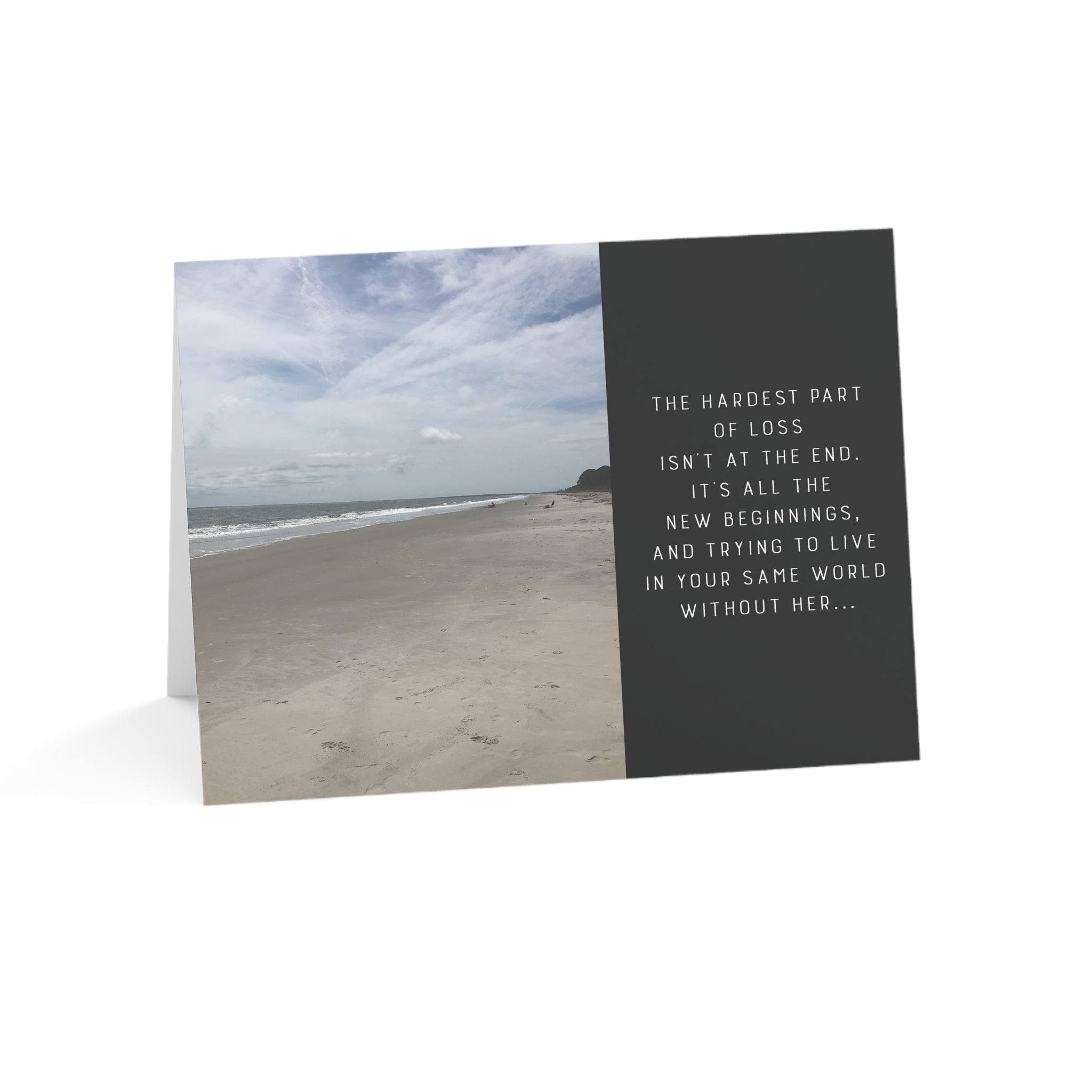 A Desolate Beach Brings Peace - Sympathy Card, Loss of Wife, Blank Inside