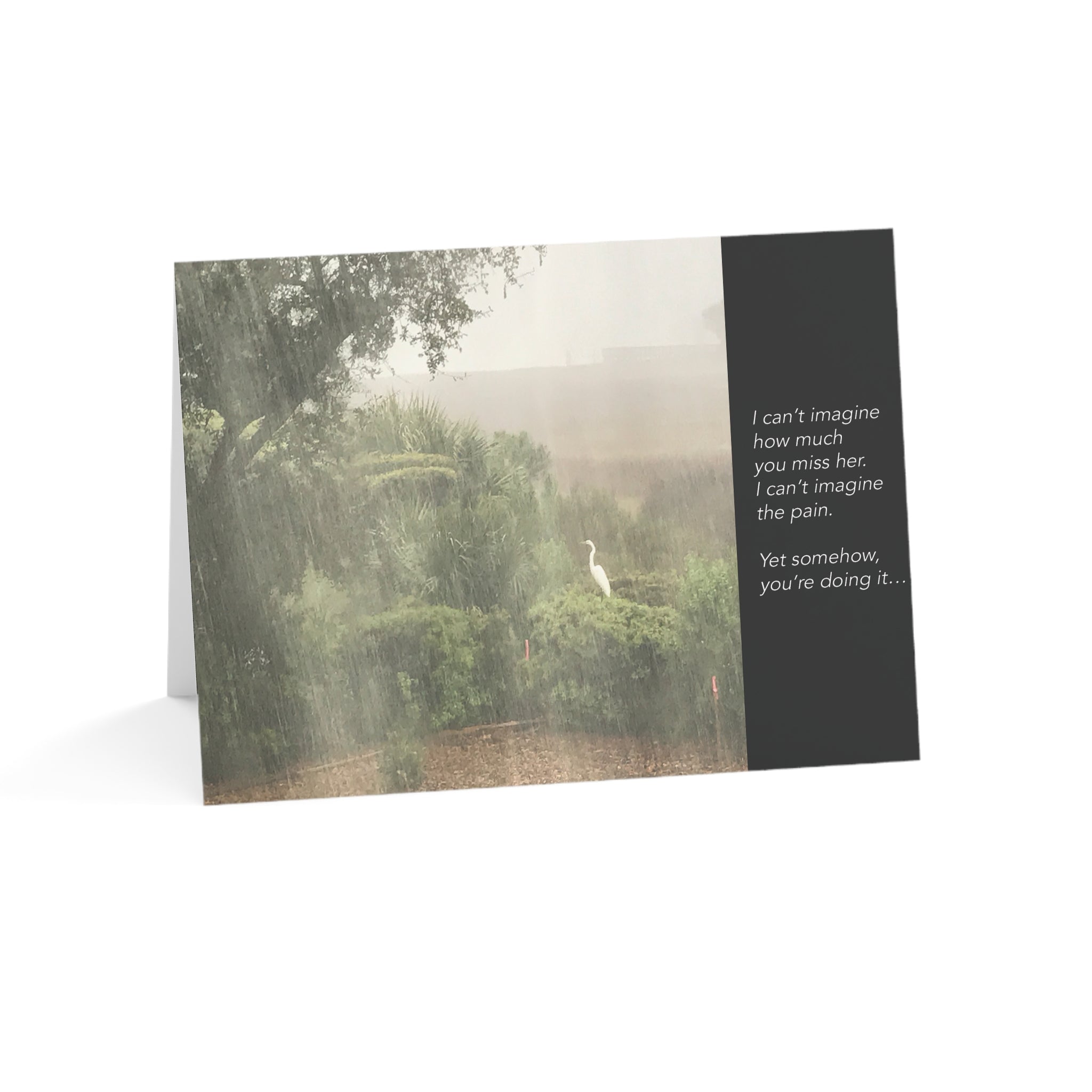 A Lonely Egret Drowns His Sorrows - Sympathy Card, Loss of Wife, Blank Inside