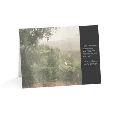 A Lonely Egret Drowns His Sorrows - Sympathy Card, Loss of Wife, Blank Inside