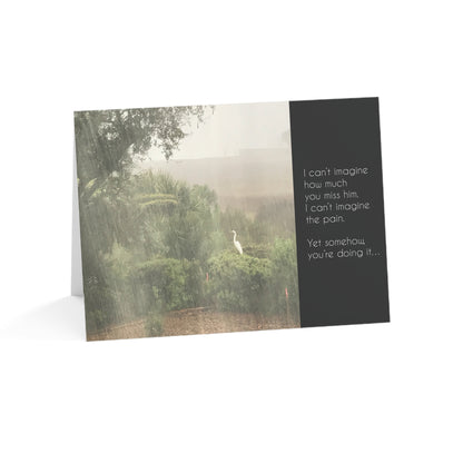 A Lonely Egret Drowning Her Sorrows - Sympathy Card, Loss of Husband, Blank Inside