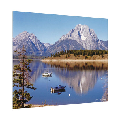 Signal Mountain Stillness - Textured Watercolor Matte Poster/Horizontal