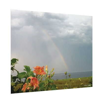 Rainbow & Daylilies Guard The Bluff  - Textured Watercolor Matte Poster/Horizontal