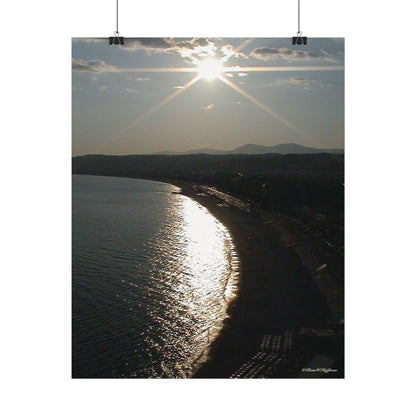 The Bay of Angels at Twilight - Textured Watercolor Matte Poster/Vertical