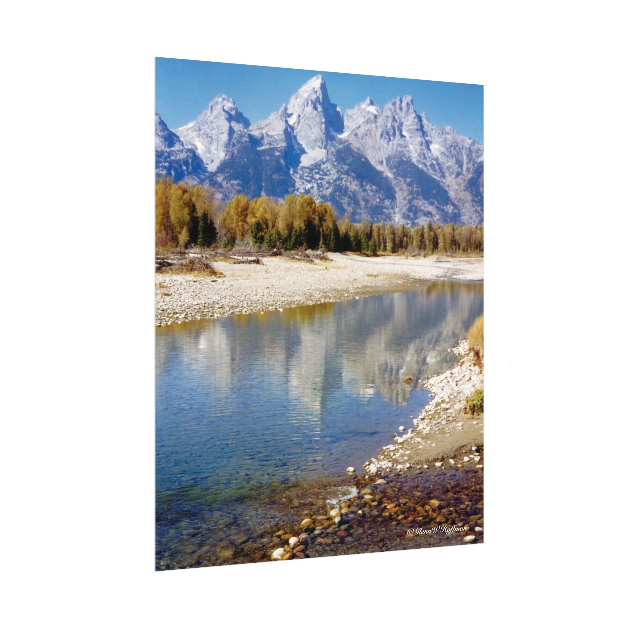 Teton Reflections - Textured Watercolor Matte Poster/Vertical