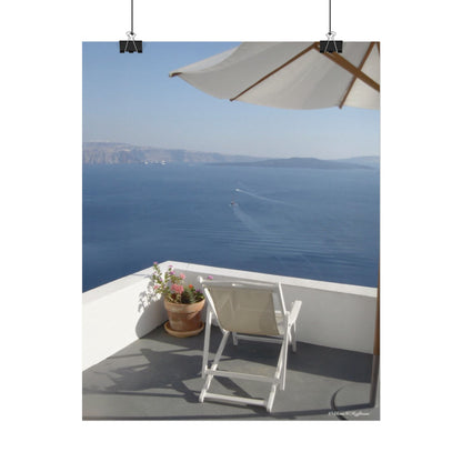 Busy Working on Santorini - Textured Watercolor Matte Poster/Vertical