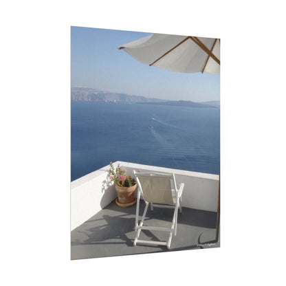 Busy Working on Santorini - Textured Watercolor Matte Poster/Vertical