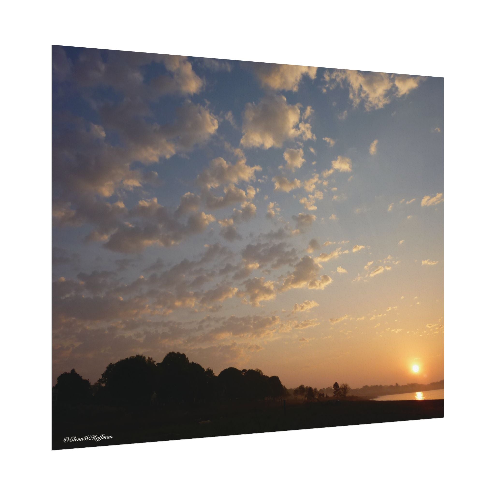 Serene Sunrise on The Bluff - Textured Watercolor Matte Poster/Horizontal