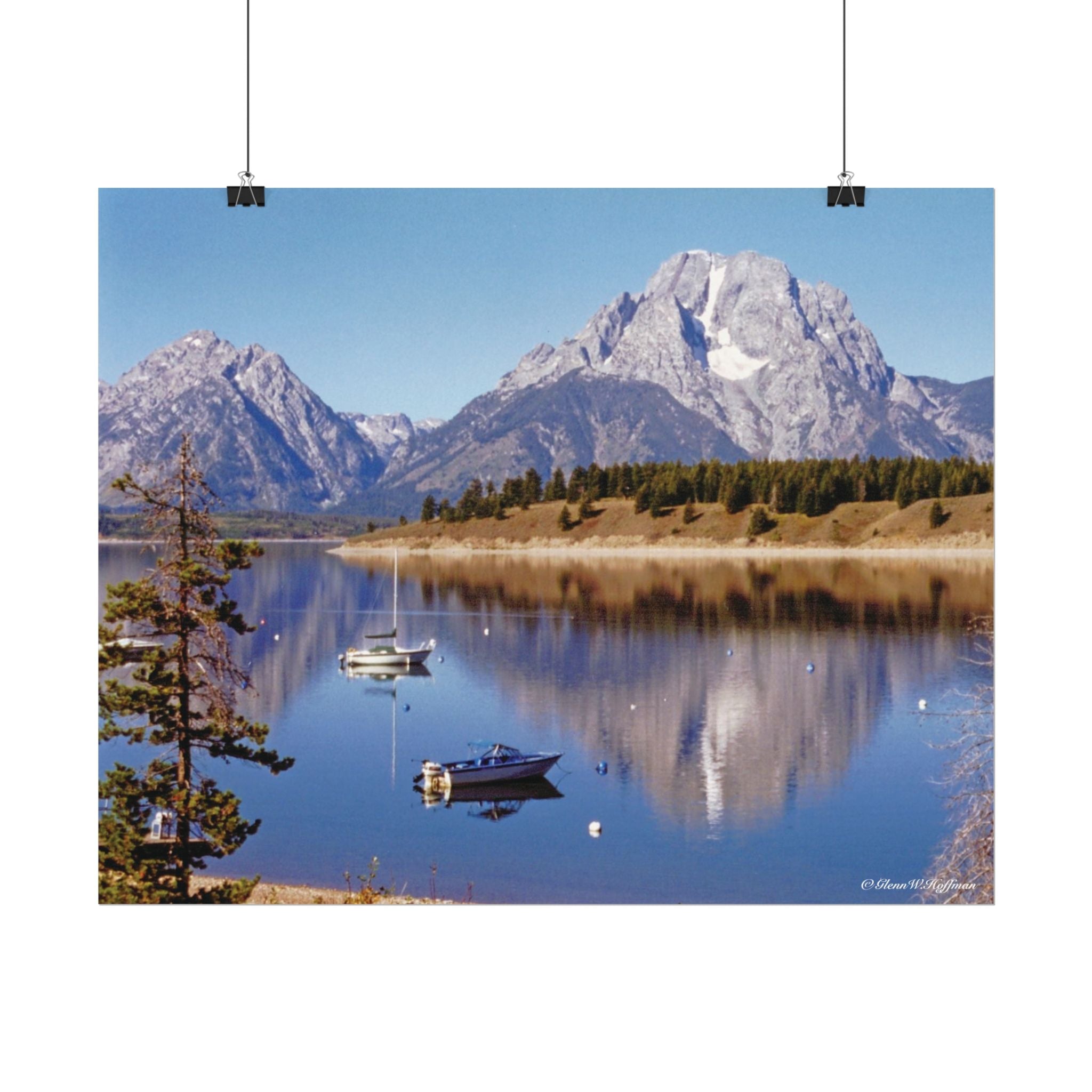 Signal Mountain Stillness - Textured Watercolor Matte Poster/Horizontal