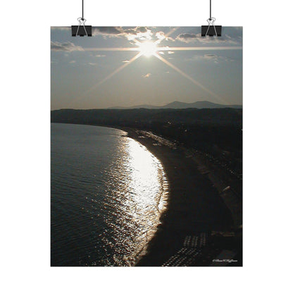 The Bay of Angels at Twilight - Textured Watercolor Matte Poster/Vertical