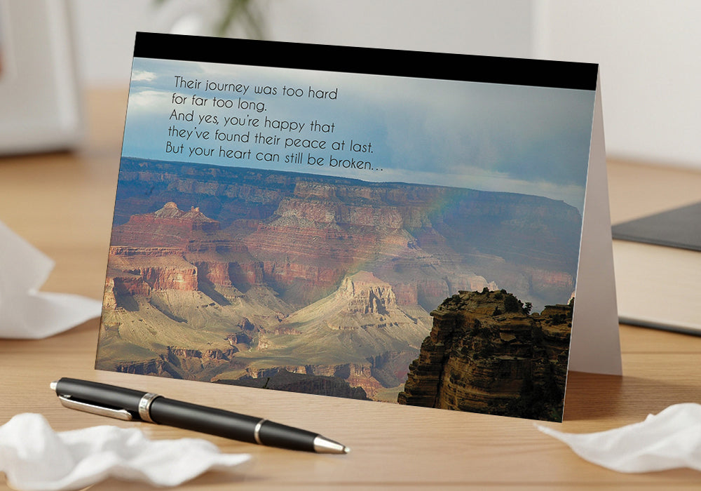 Rainbows & Memories – Grief, Sympathy Card, Long Illness