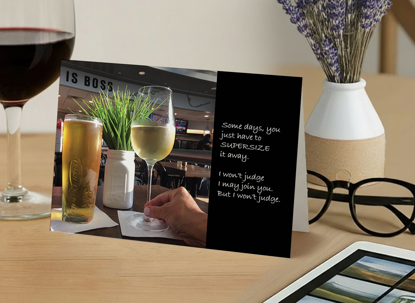 Supersize Your Worry Into Submission - Empathy, Support Card, Angry, Pissed at the World