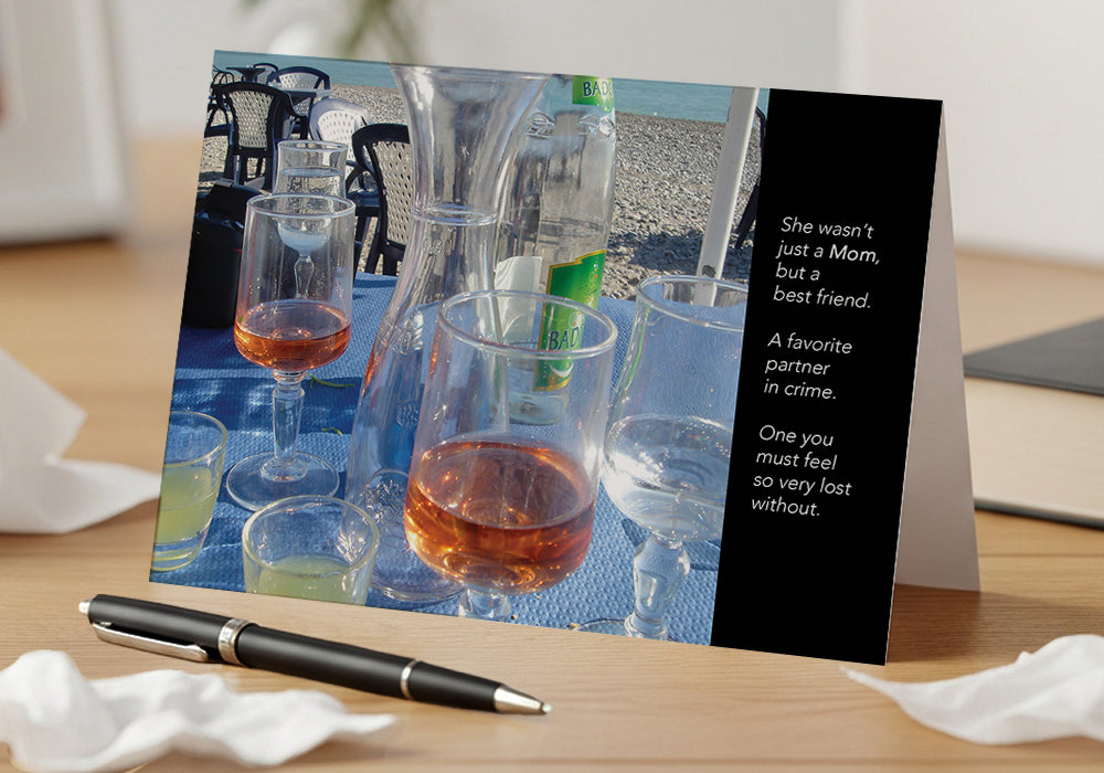 Beachside Rosé - Sympathy Card, Loss of Mother, Blank Inside