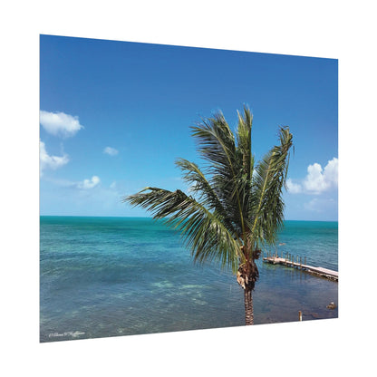 Windswept Palm on Islamorada- Textured Watercolor Matte Poster/Horizontal