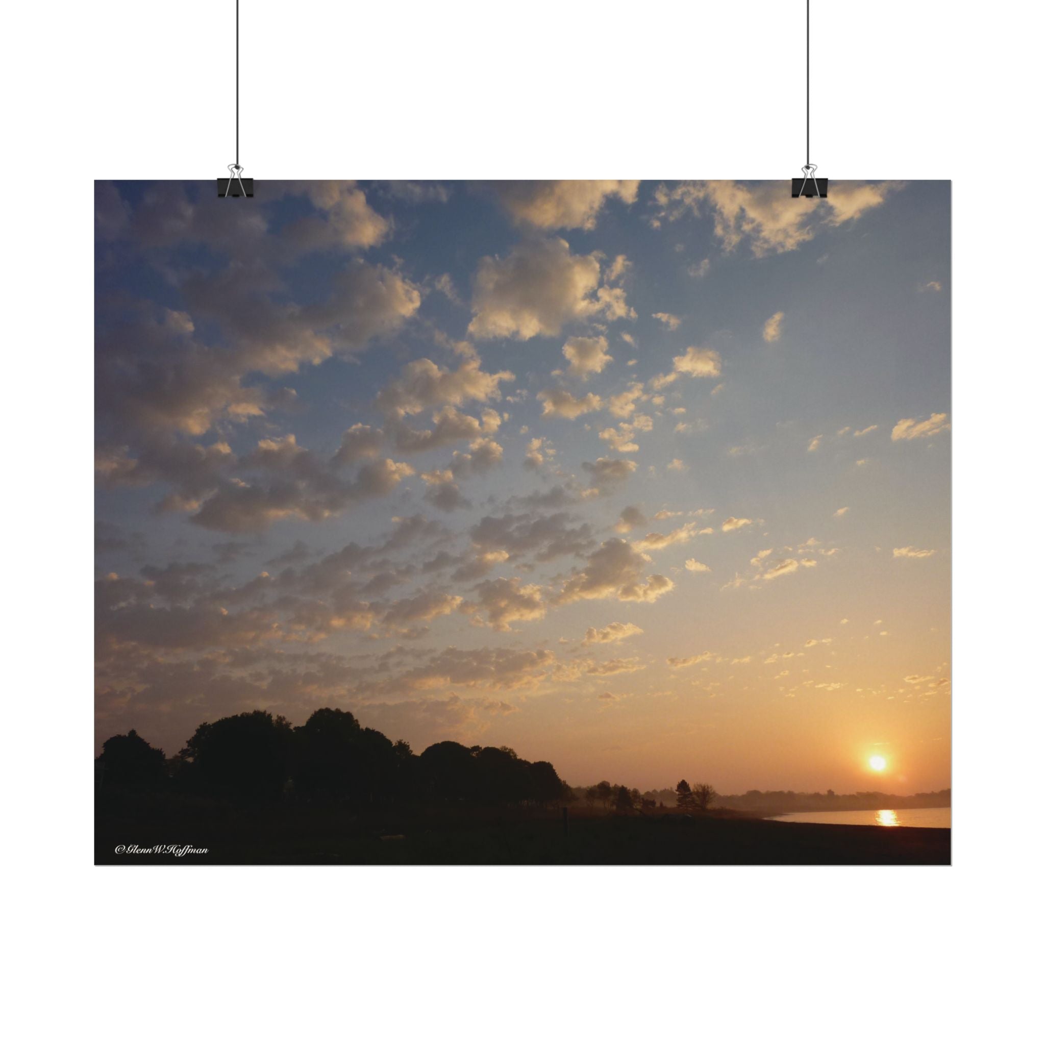 Serene Sunrise on The Bluff - Textured Watercolor Matte Poster/Horizontal