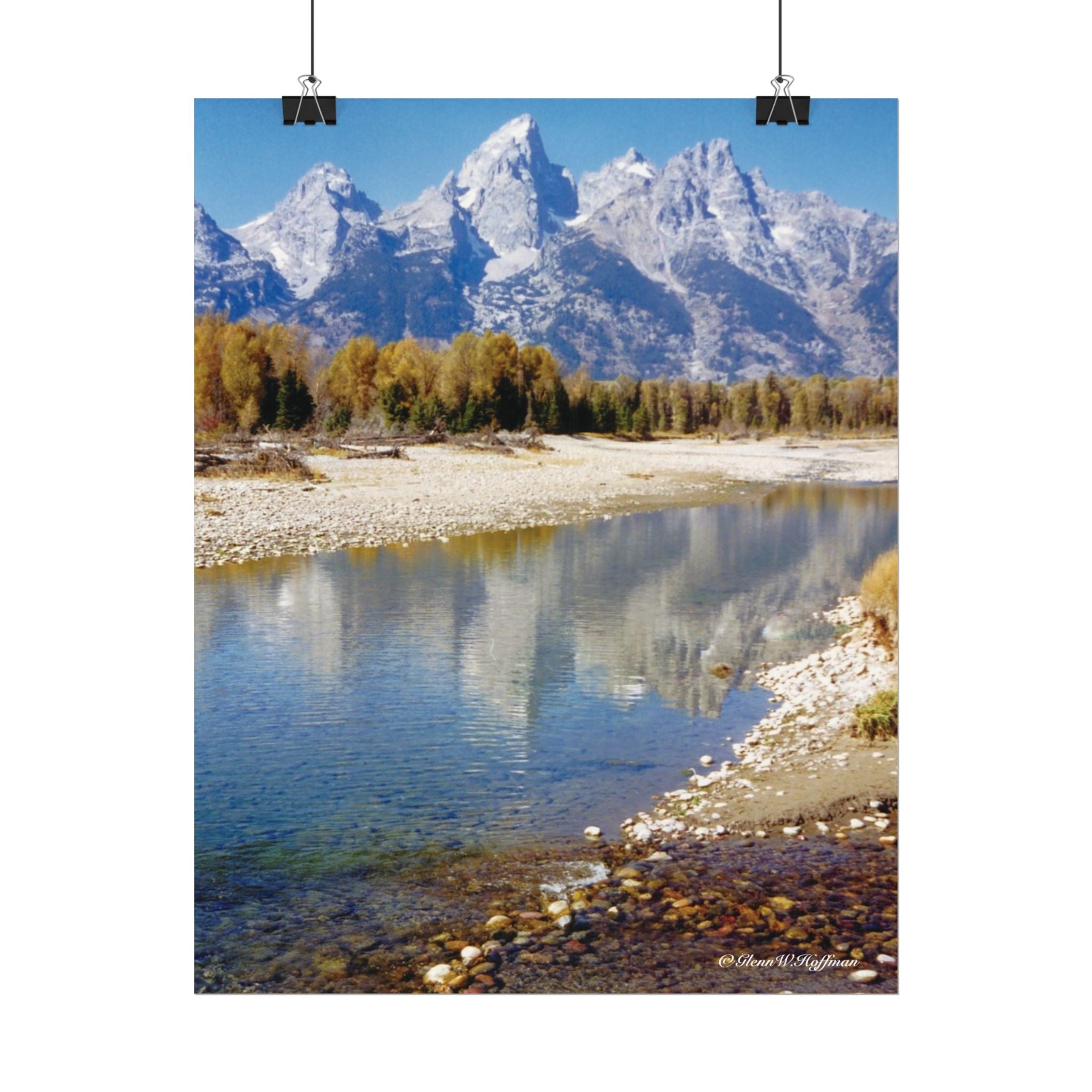 Teton Reflections - Textured Watercolor Matte Poster/Vertical