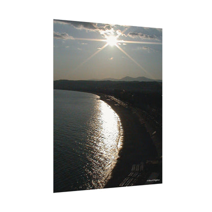 The Bay of Angels at Twilight - Textured Watercolor Matte Poster/Vertical