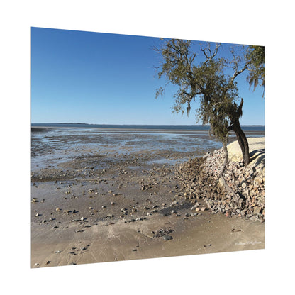 Beautiful Wasteland at Low Tide, Hilton Head - Textured Watercolor Matte Poster/Horizontal