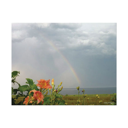 Rainbow & Daylilies Guard The Bluff  - Textured Watercolor Matte Poster/Horizontal