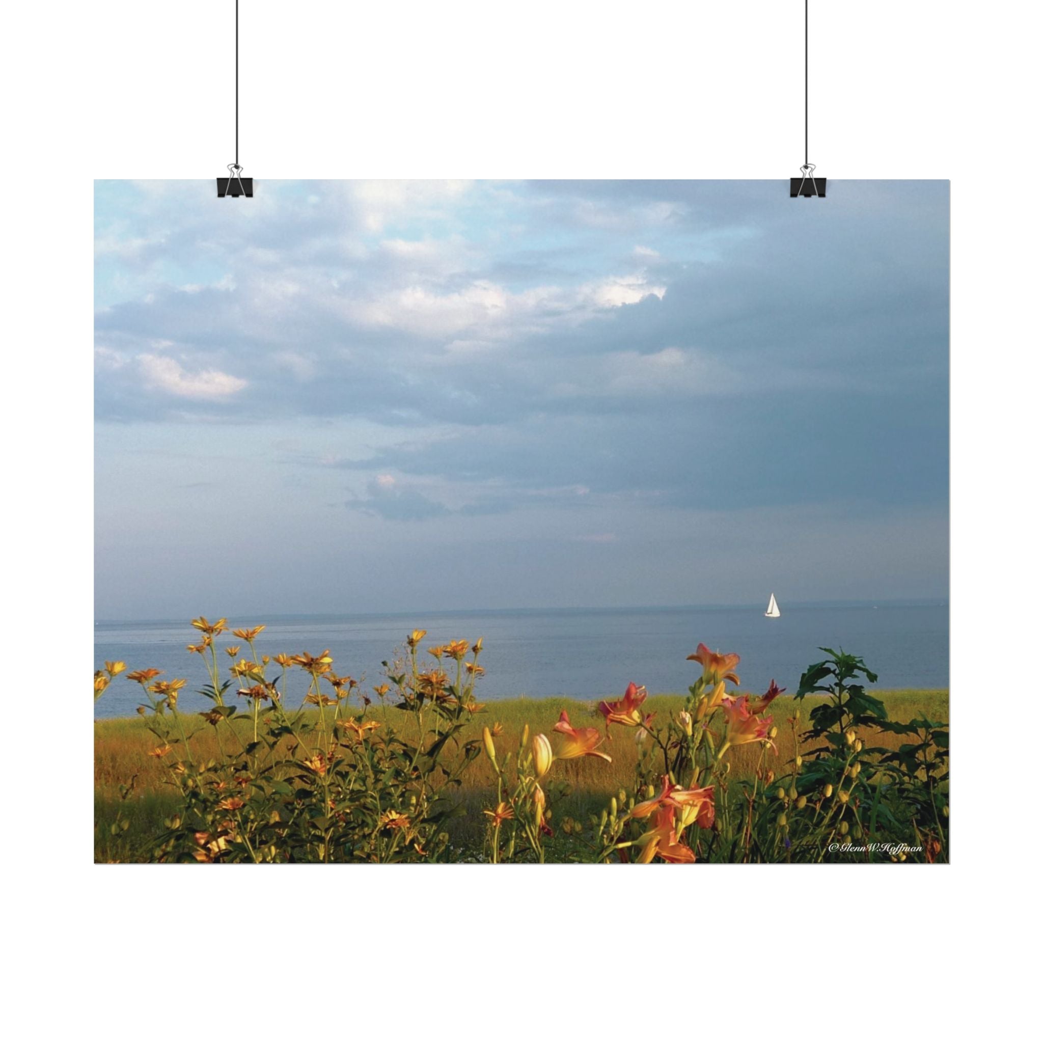 Lazy Afternoon Sail on The LI Sound- Textured Watercolor Matte Poster/Horizontal