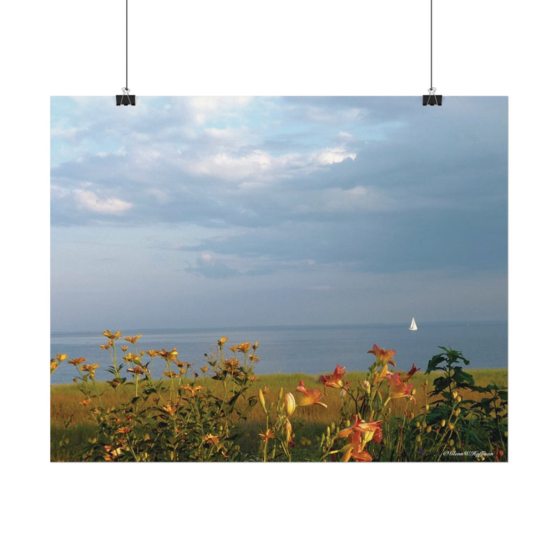 Lazy Afternoon Sail on The LI Sound- Textured Watercolor Matte Poster/Horizontal