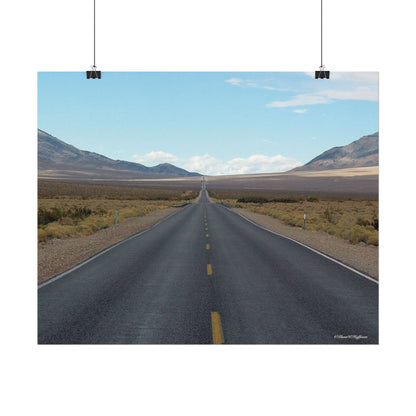 Lonely Road to Forever, Death Valley - Textured Watercolor Matte Poster/Horizontal
