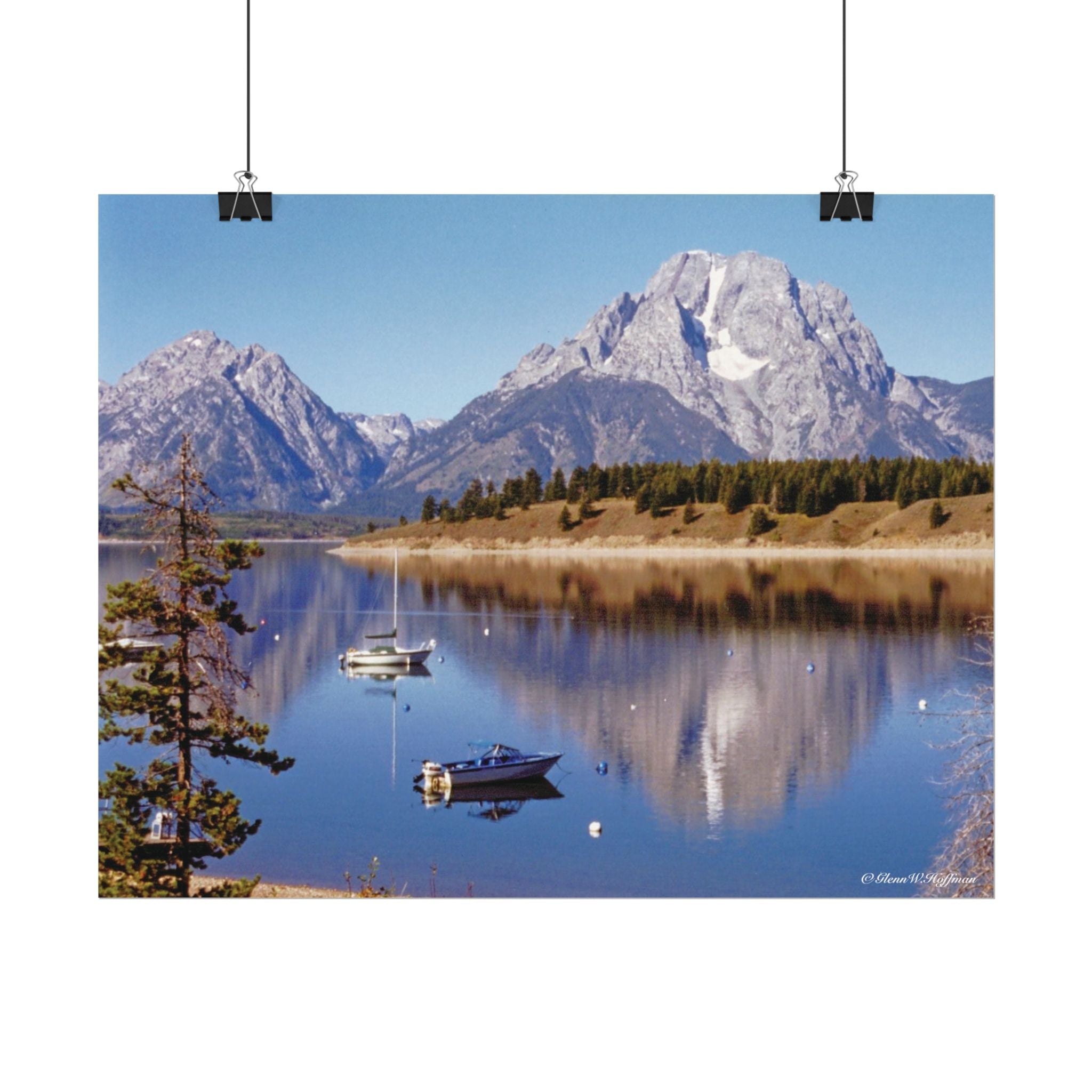 Signal Mountain Stillness - Textured Watercolor Matte Poster/Horizontal