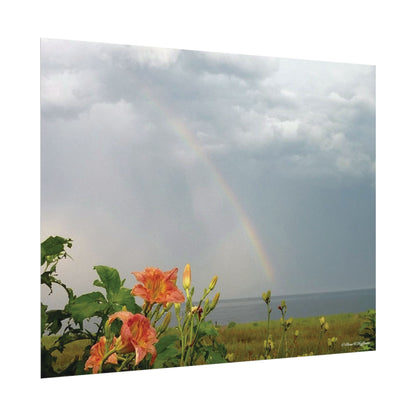 Rainbow & Daylilies Guard The Bluff  - Textured Watercolor Matte Poster/Horizontal