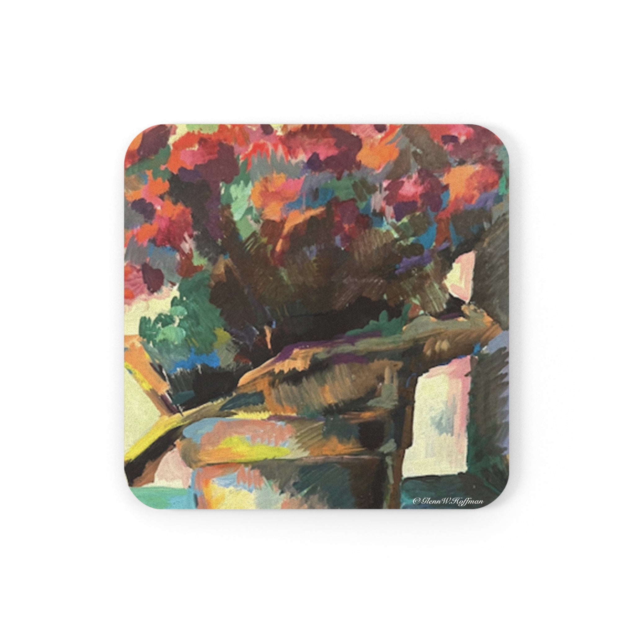 Pretty Pot of Red Flowers - Drink Coaster, Strokes of Genius Early Years Collection