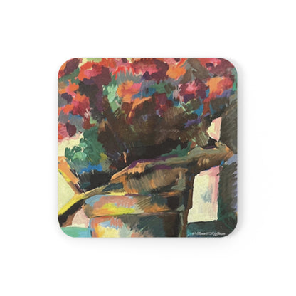 Pretty Pot of Red Flowers - Drink Coaster, Strokes of Genius Early Years Collection