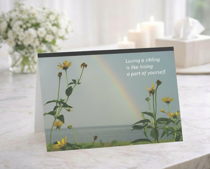 A Lonely Rainbow Weeps – Loss of Sibling, Sympathy Card, Simply Sorry