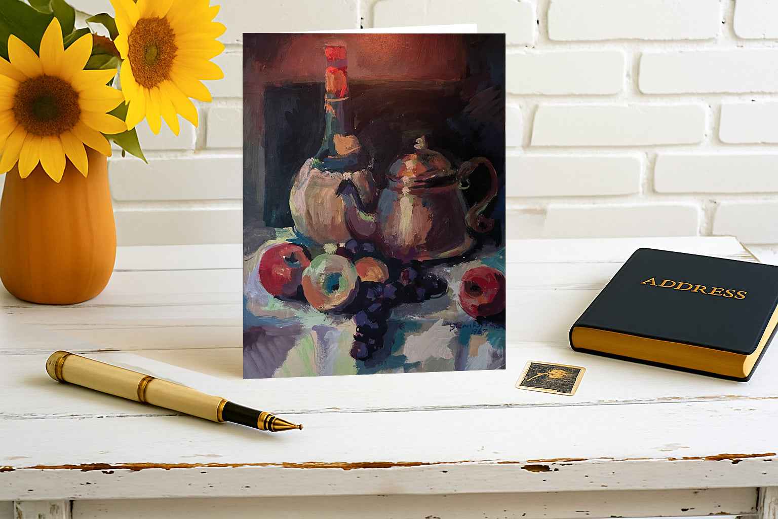 Dramatic Chianti & Fruit Still Life – Strokes of Genius Artwork Collection